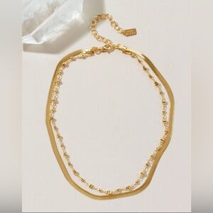 Classic Gold Necklace with Herringbone Chain